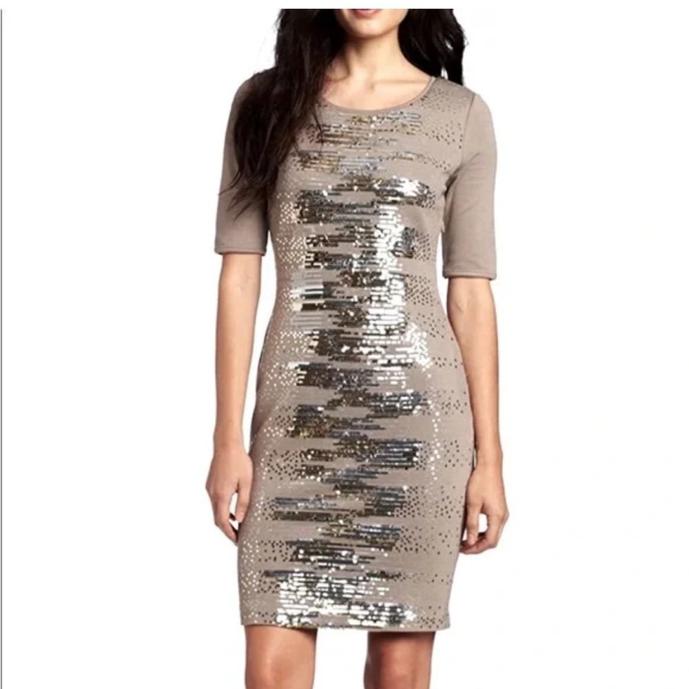 BCBGMaxazria Elegant grey/stone Sequin Dress size XS